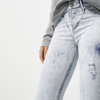 White acid wash paint effect Molly jeggings
